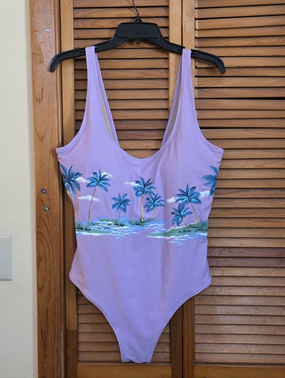 NWOT Old Navy Lavender Tropical Palm One-Piece Swimsuit Size XL